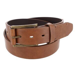 London Fog Supply Men's 38mm Burnished Edge Belt with Hand Lace Detail
